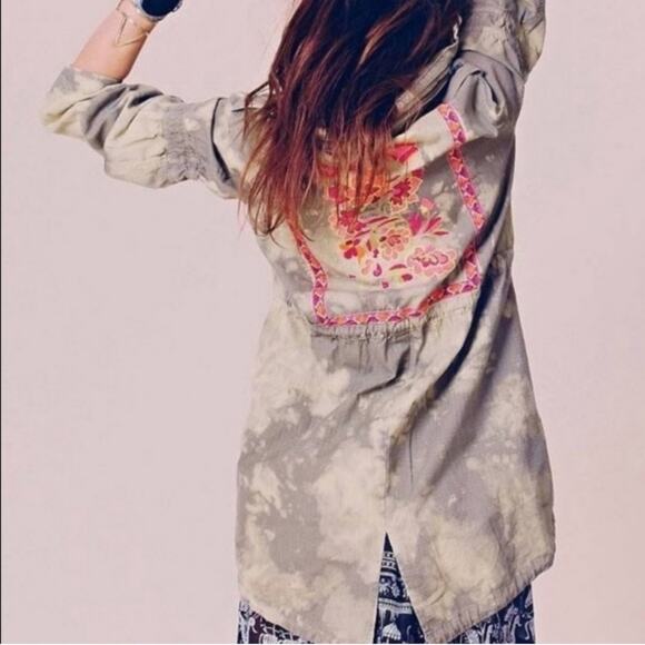 Free People Boho Embroidered Coat Jacket - Picture 6 of 10
